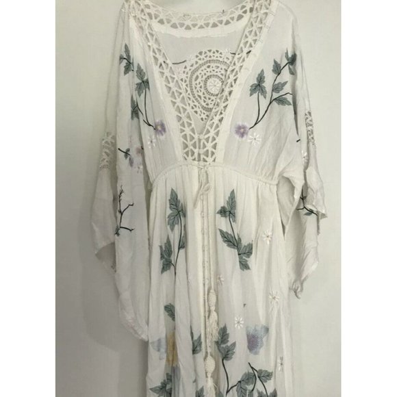 NWT Fillyboo I Am Lola Maxi Dress Duster Size Large Hand Embroidered - Picture 7 of 8